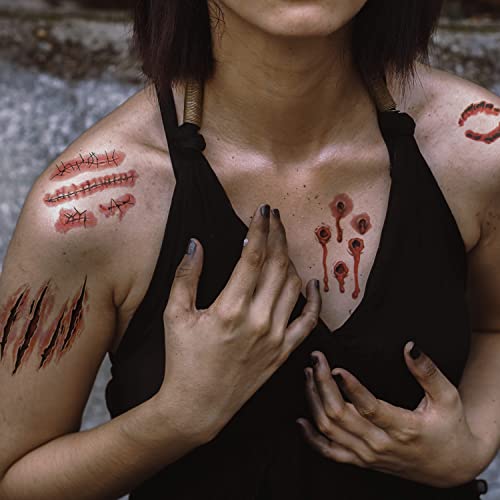 Halloween Temporary Tattoos & Fake Scars Set - 160+ Designs