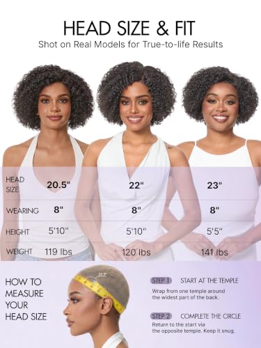 LUVME 8 Inch Curly Pixie Wig Black Short Glueless Human Hair