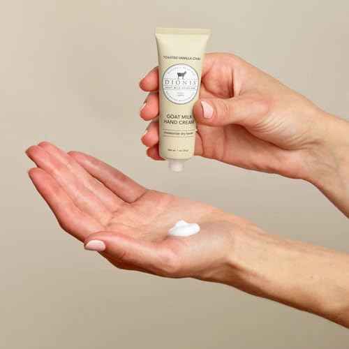 Dionis Goat Milk Skincare Hand Cream Set of 2 - Cruelty Free, Paraben Free Travel Size Moisturizer Duo, Ocean Mist and Toasted Vanilla Chai Scented 1oz Mini Lotions For Dry Hands in a Gift Box
