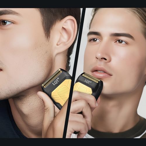 LQT? Mini Foil Shaver, Portable Cordless Electric Shaver for Men, Equipped with a Set of Replacement Heads, USB-C Charging Cable, and Cleaning Brush, Suitable for Travel and Home use (Black)