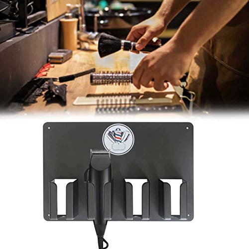 ZJchao Hair Clipper Holder, Multi-Functional 4 Holes Wall Mount Hairdressing Tool Storage, Wall-Mounted Hair Cutter Brush Holder Stand