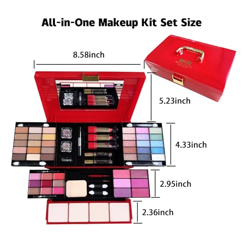 58 Colors Professional Makeup Kit with Eyeshadow, Blush & Lipstick