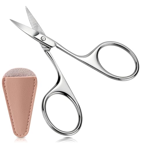 Eyebrow Scissors with Curved Blades for Precise Grooming - Nose & Facial Hair Trimming