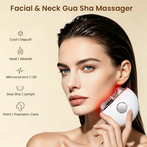Topealk Red Light Microcurrent Gua Sha Facial & Neck Sculpting Device with Heat & Cold Therapy