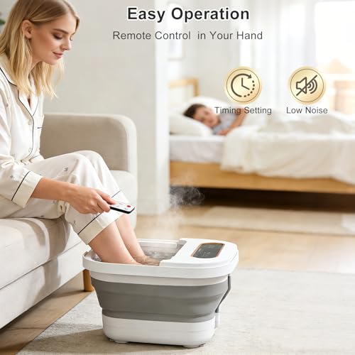 Collapsible Foot Spa Bath with Heat, Touch Screen, Remote Control, Massage Rollers, Timer, Bubble, Foot Pedicure Kit, Temperature Control Pedicure Foot Spa, Foot Bath