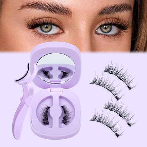 Cat Eye Magnetic Eyelashes Natural Look Wispy Magentic Lashes Reusable Magnetic Eyelashes with Applicator No Glue Needed Press on Magnetic Lashes by JIMIRE Quick to Wear by JIMIRE