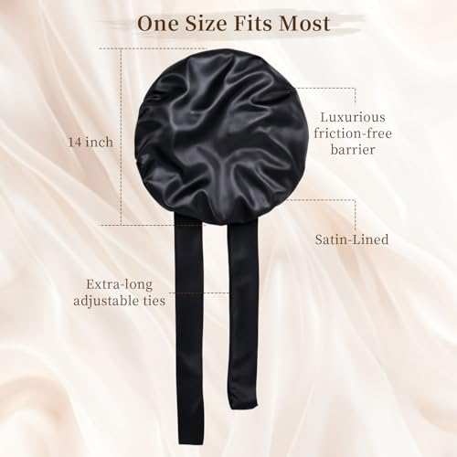 Silk Satin Bonnet for Sleeping with Adjustable Tie Band