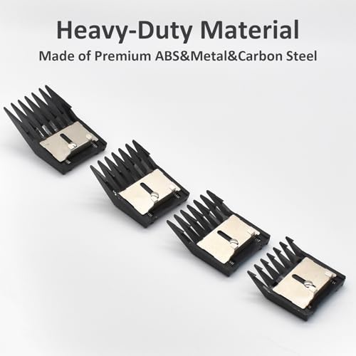 Professional A5 Animal Clipper Attachment Guard Guide Combs Set, 1/8" 1/4" 3/8" 1/2" Compatible with Andis AG BG, Oster Classic 76 Golden A5, Wahl KM Series Pet Groomer Horse Clipper Models (Black)
