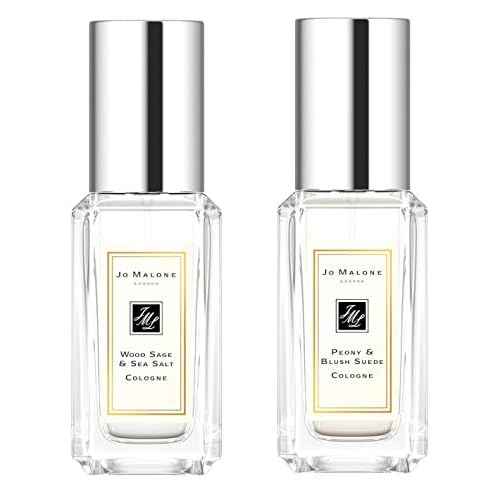 Jo Malone Wood Sage & Sea Salt, Peony & Blush suede duo. Mini Travel size .3oz / 9ml each.
