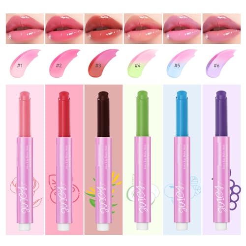 MAEPEOR Tinted Lip Balm 6 Colors Moisturizing Lip Balm Hydrating Changing Lip Gloss for Lip Care and Dry Lip (01 Rose)