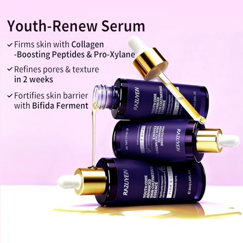 Peptides Serum for Face, Collagen Hydrating Face Serum for Women Anti Aging, Provide Fine Lines and Wrinkles Treatment, Bifida Barrier Repair with Vitamin b5, 1.01 Fl Oz