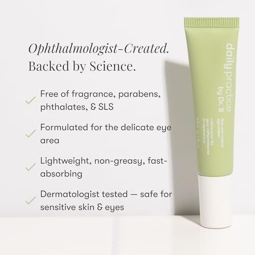 Daily Practice by Dr. B Firm and Restore Eye Cream - Anti-Aging Under Eye Cream with Peptides & Hyaluronic Acid - Brightening, Hydrating for Dark Circles & Puffiness - Paraben & Phthalate-Free - 15ml