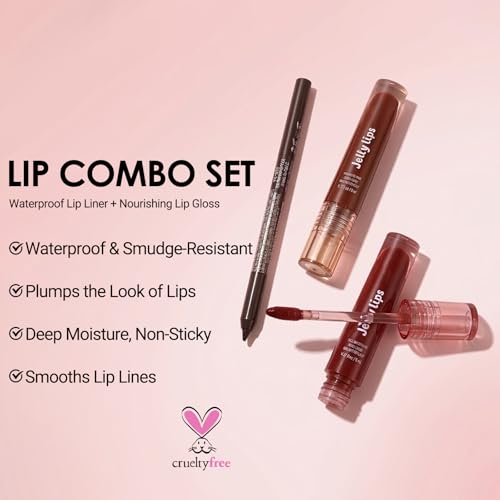 Erinde Nude Ombre Lip Combo Set - Brown Lip Liner & Gloss