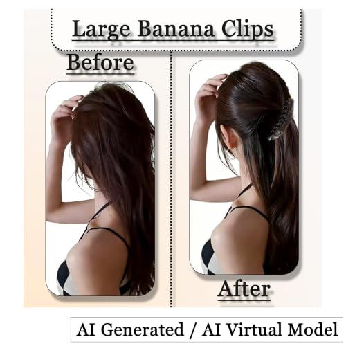 2PCS Large Banana Hair Clips for Women - Non-Slip Ponytail Holders