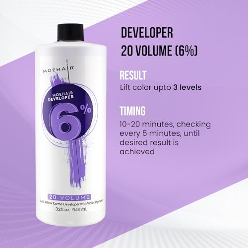 MOEHAIR 20 Volume Hair Developer - 6% Hydrogen Peroxide, 32 oz
