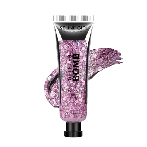 Face Glitter Gel, Hair Shimmer with Sticky Gel, Glitter for Hair DIY and Nails, Cosmetic Shimmer for Festivals Concerts and Parties #Pink