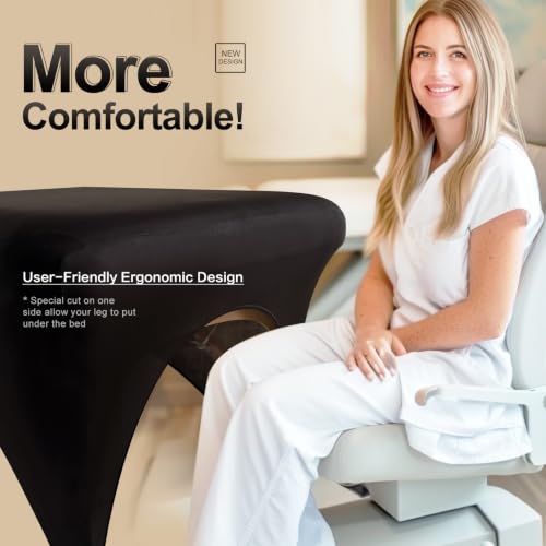 HOLITS 1-Piece Black Stretchy Spa Bed Cover for Massage & Beauty Tables