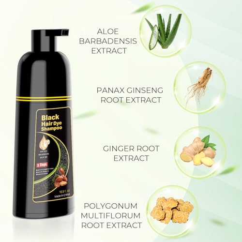 Black Hair Dye Shampoo 3-in-1 | Gray Hair Coverage