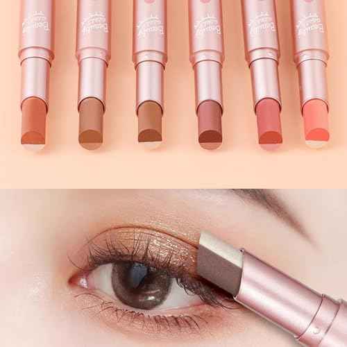 2 Color Eyeshadow Stick Set, Portable 2 Tone Eyeshadow Gradient Stick Glitter Gradient Waterproof Eye shadow Pen for Eye Make Up Tool (4 PCS)(PINK)