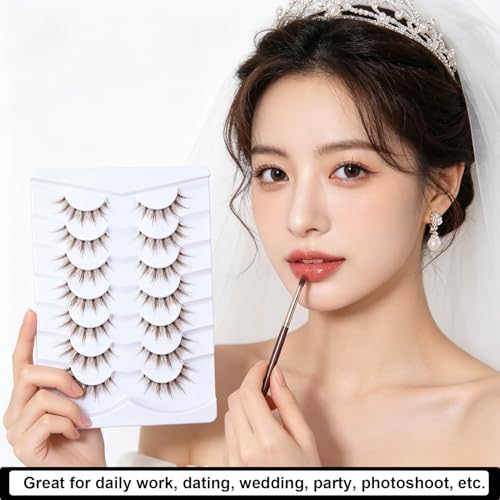 Brown False Eyelashes 7 Pairs Natural Wispy 3D Fluffy