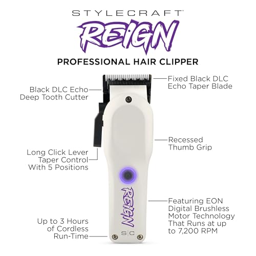 Stylecraft Reign Professional Hair Clipper & Trimmer - USB-C Rechargeable