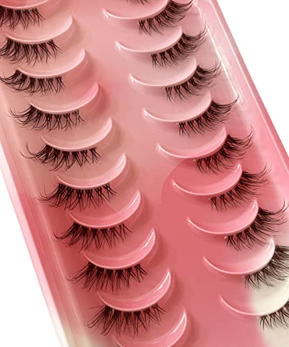 Half Lashes Clear Band D Curl Fluffy Mink 10 Pairs
