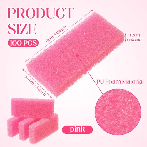 Batiyeer Disposable Pumice Stones for Feet - 100 Pack Foot Callus Remover (Pink)