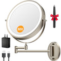 Auxmir 9" Lighted Magnifying Makeup Mirror with 1X/30X Dual Sides