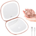 10X Magnifying Travel Makeup Mirror with LED Light