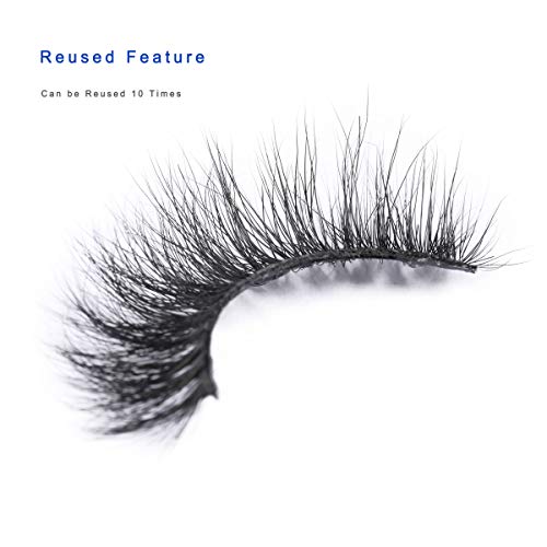 Miss Kiss Real 3d Mink Lashes Natural Look, Curly Fluffy False Eyelashes Strip, Soft Cat Fake Eye Lash Can be Reused for Women 1 Pair 12mm Length