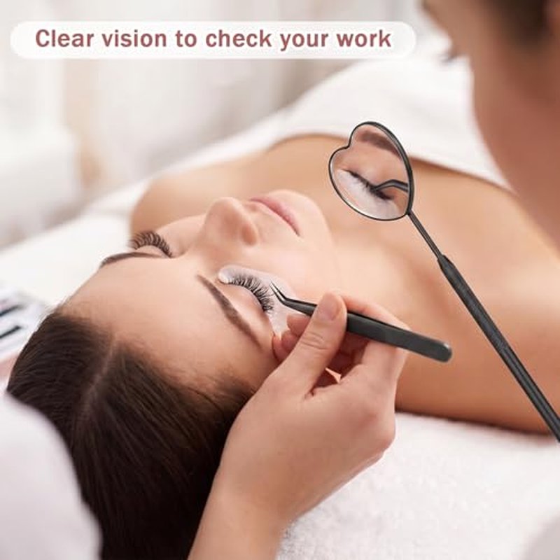 2Pcs Heart Shaped Lash Mirror - Stainless Steel Eyelash Extension Tool