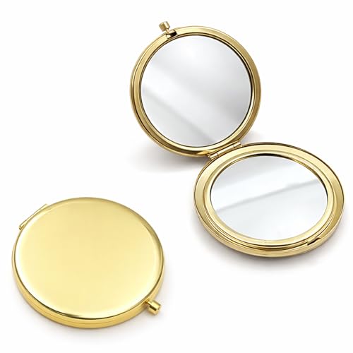Gold Compact Pocket Mirror Set - 2PCS Double-Sided Folding Mirrors