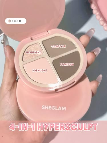 SHEGLAM Hypersculpt Cool Highlight & Contour Palette 4 Shades 2-in-1 Face Makeup