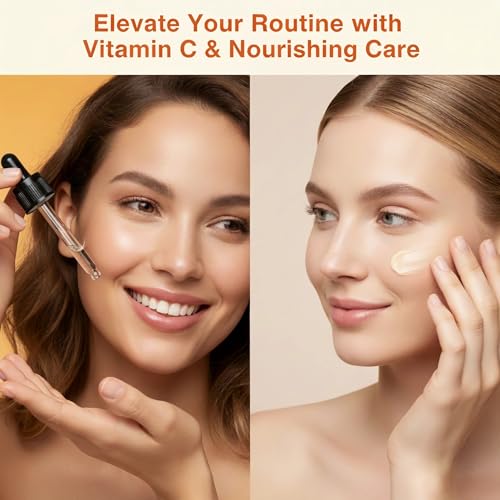Vitamin C Facial Serum & Collagen Face Moisturizer Set ? Brightening, Firming, and Hydrating Skincare Set for All Skin Types