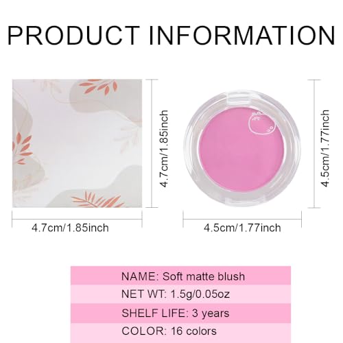 Matte Powder Blush for Cheeks ? Long Lasting Natural Face Blusher Makeup, Lightweight Blendable Cheek Color for Women, Vegan & Cruelty-Free ? #01 Pale Pink