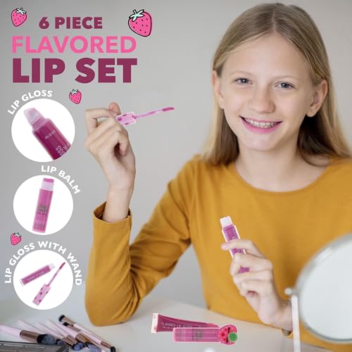 6pc Strawberry Lip Gloss & Balm Set for Kids