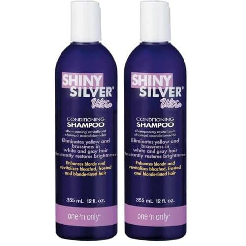 One 'N Only Shiny Silver Purple Shampoo - Argan Oil Toning Hair Shampoo for Blonde, Gray, White & Highlighted Hair - Moisturizes, Brightens & Reduces Brassiness (12 fl oz) (Pack of 2)