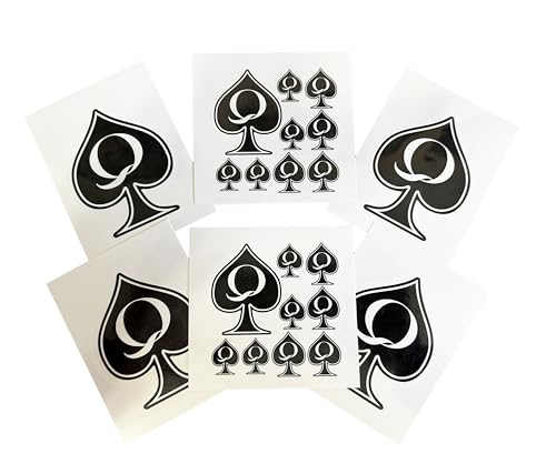 Queen of Spades Temporary Tattoo Combo Pack – 6 Sheets, Waterproof