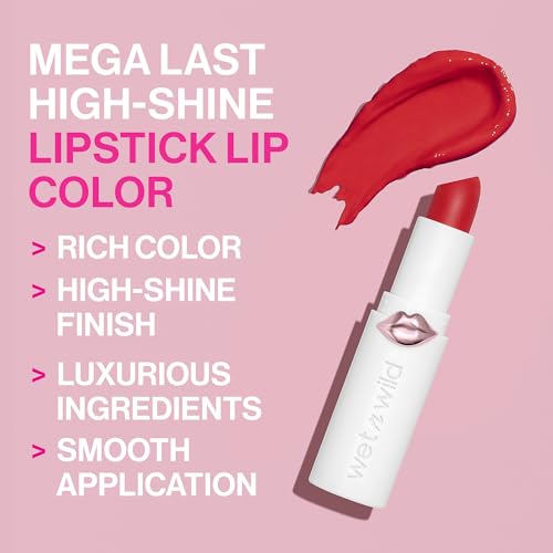Wet n Wild Mega Last High-Shine Lipstick - Rosé and Slay, Nourishing Creamy Lip Color, Cruelty-Free & Vegan, 1 Count