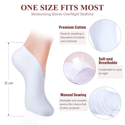 Geyoga 20 Pairs Moisturizing Socks Overnight for Dry Feet Spa Cotton Moisture Enhancing Cosmetic Socks for Women and Men, White