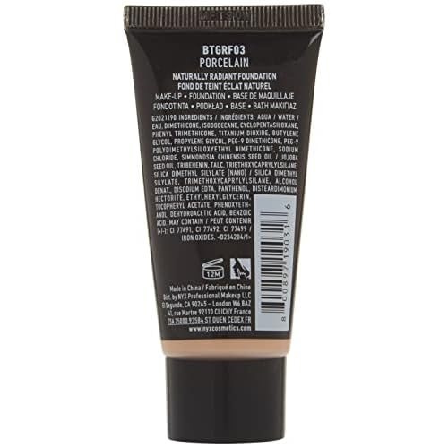 NYX PROFESSIONAL MAKEUP Born To Glow Naturally Radiant Foundation, Medium Coverage - Porcelain