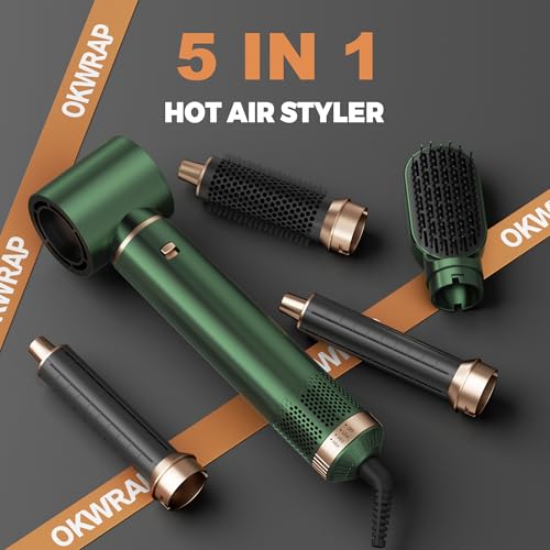 5-in-1 Hair Dryer Brush with Negative Ion & Auto Curler