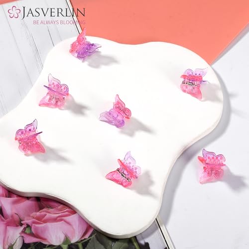 Mini Butterfly Hair Clips - Purple Pink Gradient, 50 Pack