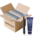 Shaving Razor Set, Disposable Individually Wrapped Manual Twin Blade Razors in Bulk Smooth Shaving Razors with Mini Shaving Cream Toiletries for Hotel Charity Camping Travel Homeless 1oz (Pack of 100)