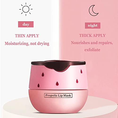 Honey Lip Balm Pot, Propolis Lip Mask, Strawberry Hydrating Propolis Lip Sleeping Mask, Prevent Dry&Cracked, Lip Repair Nourishes the Lip Skin (2pcs Honey & 2pcs Strawberry)