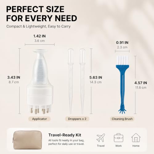 Minoxidil Applicator with 6-Prong Comb Bundle, Mess-Free Scalp Spa Kit (5ml Bottle, Droppers & Cleaning Brush)