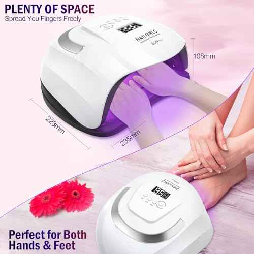 NAILGIRLS UV LED Nail Lamp,168W Fast Curing LED UV Light for Gel Nails with 4 Timer Setting Auto Sensor,Nail Dryer for Fingernail and Toenail,Salon Home Nail Art