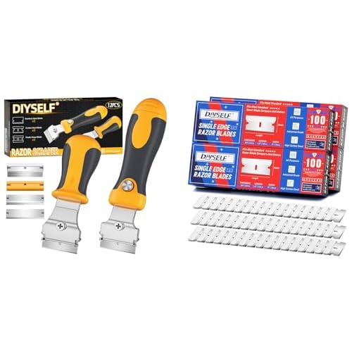 DIYSELF 400 Single Edge Razor Blades and 12PCS Razor Blade Scraper