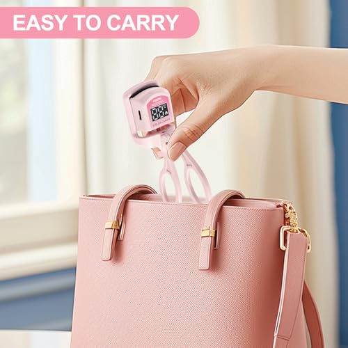 UNIVILLE Pink Heated Eyelash Curler with Temperature Display & USB-C Charging