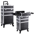 Frenessa 3-in-1 Vintage Black Rolling Makeup Case with Detachable Compartments